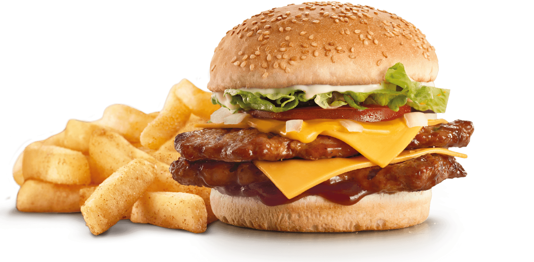 Delicious burger and French fry